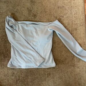 Abercrombie & Fitch Light Blue Off Shoulder Long Sleeve Top Size S